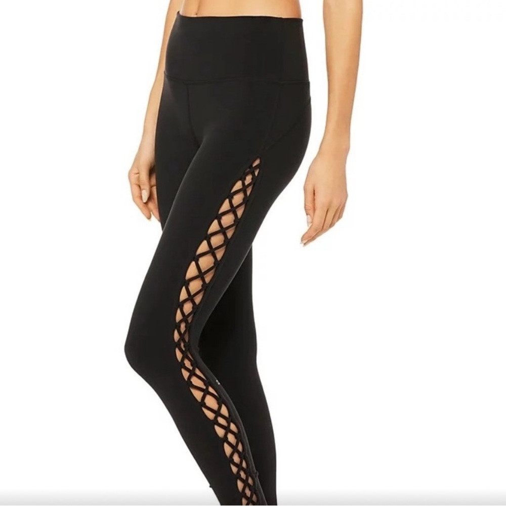 Alo yoga open side Women's Black Lace-Up Leggings sz m